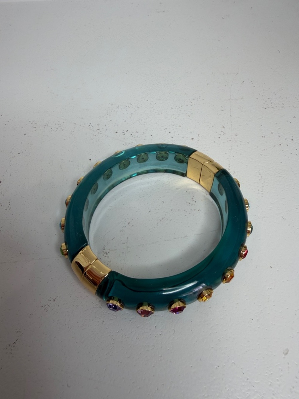 Kurt Geiger Teal Crystal-Embellished Resin Bangle Bracelet - Picture 2 of 4
